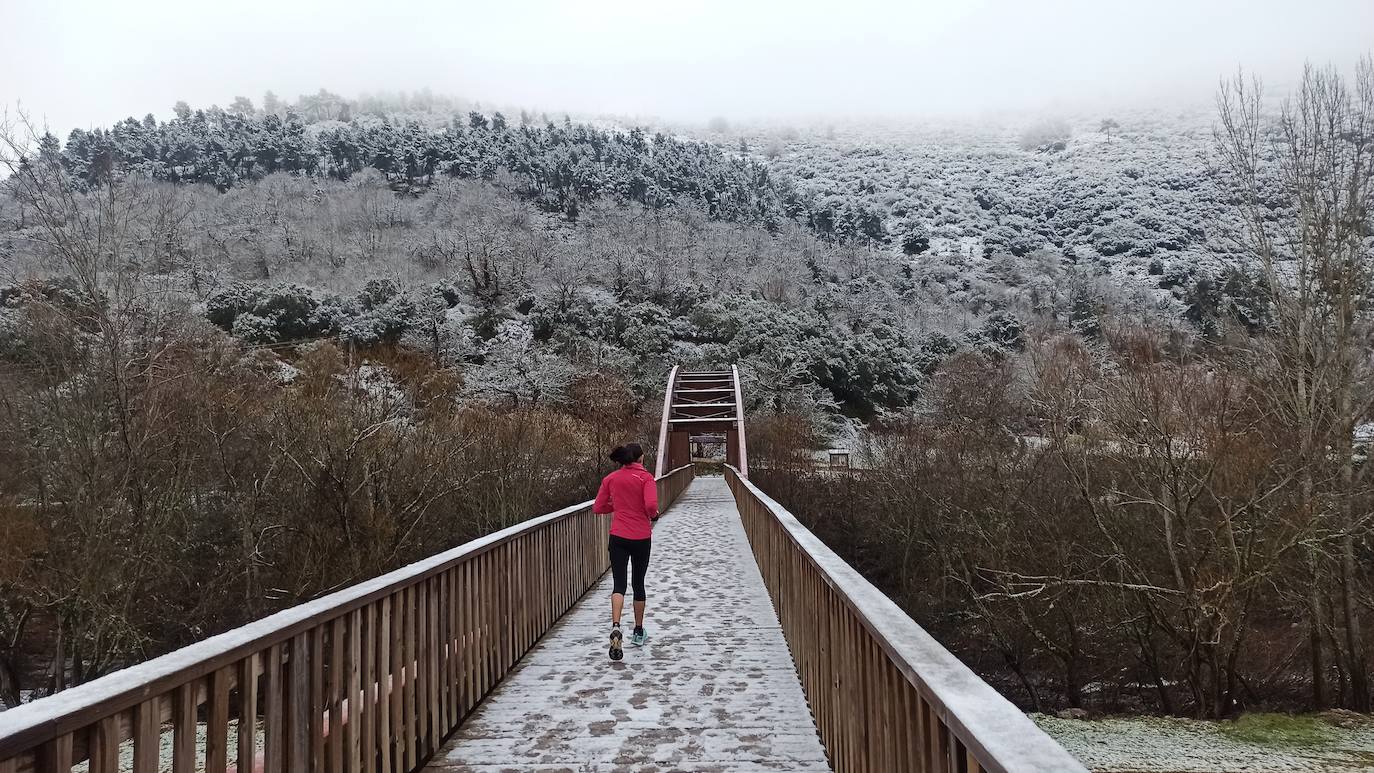 El temporal ha permitido que la capital berciana se tiñera de blanco en la mañana de este sábado